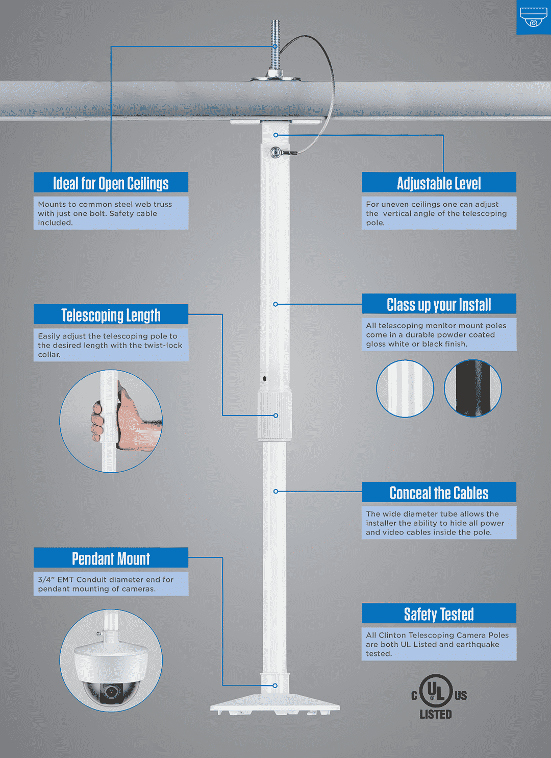 cctv camera extension pole